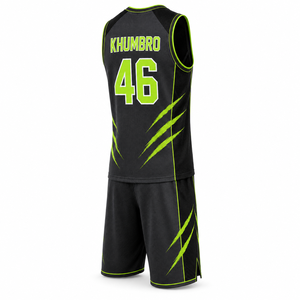 Kit de basket-ball personnalisé en charbon de bois et vert néon pour hommes, maillot et short en maille respirante, uniforme de sport d'équipe OEM ODM - Product Image 4
