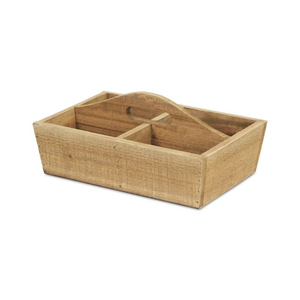 3 Compartments With Metal Black Handles Engraving Wooden Cutlery Holder for Hotel Home Tabletop <b>Storage</b> Organizer - Product Image 3