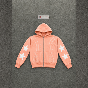 เสื้อฮู้ดซิปโอเวอร์ไซส์สีพีชสไตล์โมเดิร์น หรูหรา นุ่มสบาย เหมาะสำหรับฤดูหนาว ทรงหลวม แฟชั่น ผ้าคอตตอนพรีเมียม กำลังเป็นที่นิยม - Product Image 5