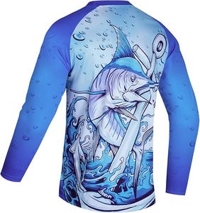 Chemise de pêche à manches longues personnalisée avec impression par transfert thermique UPF 50+, à capuche, protection solaire, évacuation de l'humidité, polyester/coton écologique - Product Image 5