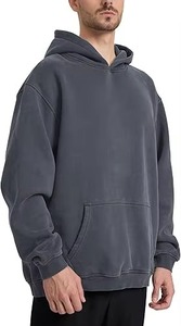 Latest Custom <b>Men's</b> Dark <b>Grey</b> Acid Wash 100% Cotton <b>Men's</b> Vintage Pullover Hoodie Heavyweight <b>Fleece</b> Oversized Streetwear Blank - Product Image 2