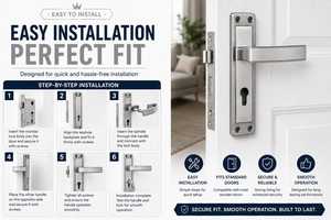 Juego de Manijas con Cerradura para Puerta KELLTON, Acabado Mate Contemporáneo, Herrajes de Seguridad Resistentes, Ambidiestros, Resistentes al Óxido - Product Image 6