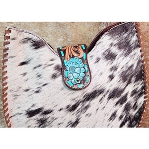 Western Cowhide Leather Fashion <b>Tote</b> <b>Bag</b> Hand Tooled Floral Shoulder Purse Brown Accent Lightweight Durable Single Adjustable - Product Image 3