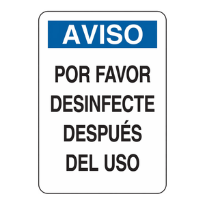 Señal de Advertencia en Español para Desinfectar Después del Uso, para Laboratorios, Hospitales y Áreas Industriales - Product Image 2