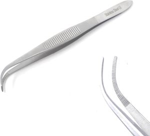 Pinzas de Laboratorio de Alta Precisión (4 Pulgadas) |   Pinzas Curvas de Punta Fina y Resistente de Primera Calidad |   Herramienta Antimagnética de Acero Inoxidable CE - Product Image 1