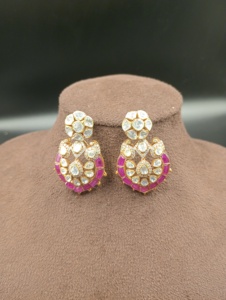 Luxury Gold Plated Studs <b>Chandelier</b> Earrings <b>Crystal</b> Rhinestones Pink Flower Design Women's Wedding Gift Jewelry Handmade - Product Image 1