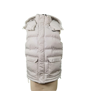 Chaleco Acolchado con Capucha Unisex Beige, Cortavientos, Informal, para Invierno, con Cierre de Cremallera, Color Sólido, Logotipo Frontal, Corte Regular - Product Image 5