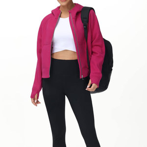 Chaqueta de Forro Polar con Capucha para Mujer, Manga Larga, Estampada, Transpirable, con Cierre, para Invierno, Forro de Nailon Rosa - Product Image 2