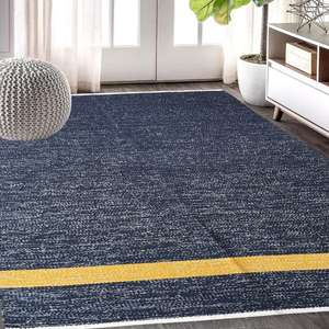 Large 5x8 Artisan <b>Wool</b> Rug Spiritual Dhurrie Carpet for Living Room Bedroom or Hall-<b>Wool</b> <b>Cotton</b> Area Rugs & Sets - Product Image 1