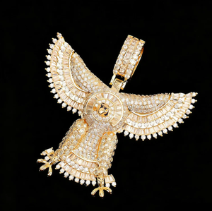 Colgante de Búho con Moissanita, Chapado en Oro, Plata 925, Estilo Hip Hop, para Hombre y Mujer - Product Image 1