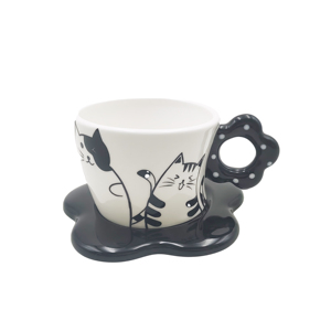 Taza de cerámica con forma de gato y bandeja, diseño de dibujos animados, ideal para el té de la tarde - Product Image 4