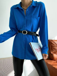 Oversize Summer Woven V-neck Casual <b>Black</b> Long Sleeve Shirt Dress Women High Quality - Product Image 4