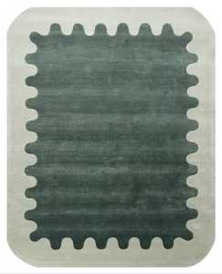 Tapis en laine tufté à la main de qualité supérieure, motif géométrique de designer, à poils bicolores, tapis d'appoint en laine tufté à la main - Product Image 3