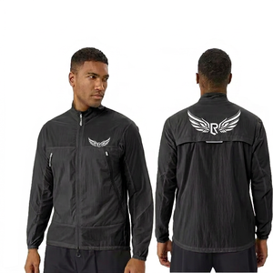 Men's Purple Windproof <b>Zip</b>-<b>Up</b> <b>Jacket</b> With Wing Logo Casual Stand Collar Long Sleeve Lightweight Polyester Shirt <b>Jacket</b> - Product Image 5
