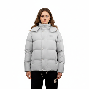 Abrigo Acolchado Corto de Mujer con Cremallera y Bolsillos, Manga Larga, Color Sólido, Brillante y Cálido, Chaqueta de Invierno de Moda - Product Image 3