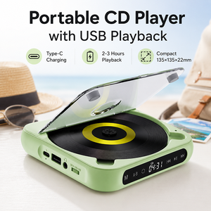 Lecteur <span class=keywords><strong>CD</strong></span> portable rechargeable avec chargement Type-C, Bluetooth 5.3, lecteur <span class=keywords><strong>CD</strong></span> USB pour les voyages, la maison et les études - Product Image 1