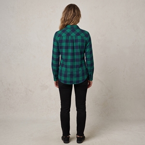 Chemise en flanelle à carreaux à manches longues pour femme Twin City, col rabattu décontracté, entièrement boutonnée, 100 % coton tissé, haut d'automne - Product Image 3