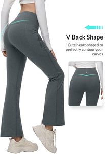 Leggings noirs taille haute pour femmes, coupe ajustée, tricotés en coton et élasthanne, couleur unie, respirants, longueur intégrale, pour l'hiver et le quotidien - Product Image 2