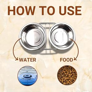 Pet <b>Feeder</b> for Dogs & <b>Cats</b> Double Bowl Feeding Station Non Slip Food & Water Bowl for Small Medium Large Pets - Product Image 3