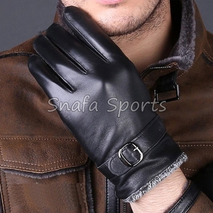 Gants en cuir noir pour homme de haute qualité, design original, mode hiver, doublure en cachemire, compatibles avec les écrans tactiles - Product Image 6