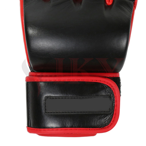 Gants d'entraînement MMA en cuir noir robuste, nouvelle arrivée, couleur contrastée noir et rouge, paume ouverte, pour grappling et sparring. - Product Image 6