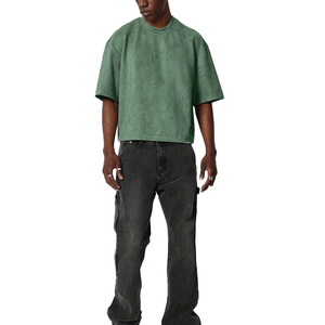 T-shirt vert oversize en coton pour homme, manches courtes, col rond, couleur unie, tissu jersey, style streetwear - Product Image 1