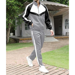 Survêtement Homme Color Block Manches Longues Col Montant Fermeture Éclair Poches Latérales Polyester Mi-Lourd Style Décontracté Automne - Product Image 5