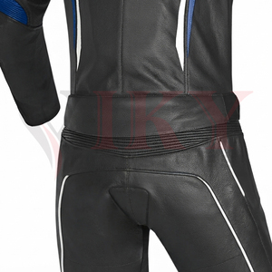 Traje de Motociclismo de Cuero Personalizado Negro y Azul, Traje de Motocicleta de Cuero Genuino Dainese - Product Image 6