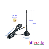 Antenne magnétique ETEILY GSM 3dBi avec câble RG174 + connecteur SMA mâle St. fabriqué en Inde