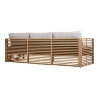 Modernes Outdoor-Sofa-Set aus Massivem Teakholz 3-Sitzer Luxuriöse Gartenmöbel mit Wasserdichten Kissen für Hotel- und Villenprojekte