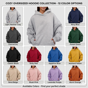 Hoodie surdimensionné à logo personnalisé, marque privée, pour femmes grandes tailles, respirant, épais, à manches longues - Product Image 5