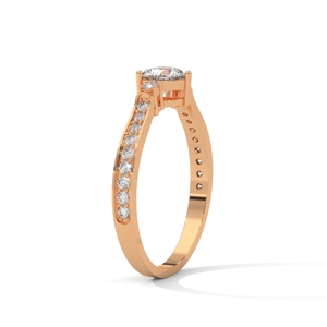 Bague en or rose avec cœur en diamant pour femme, alliance de fiançailles avec pierres latérales, bijoux de mariage, gravure personnalisée - Product Image 2