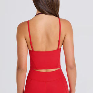 Top Deportivo Corto de Doble Capa para Mujer, Personalizable, de Nailon Elástico, Ajustado, con Relleno Ajustable, para Yoga - Product Image 2