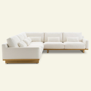 Ensemble de canapé sectionnel en forme de L moderne avec structure en bois et revêtement en tissu pour salon - Product Image 2