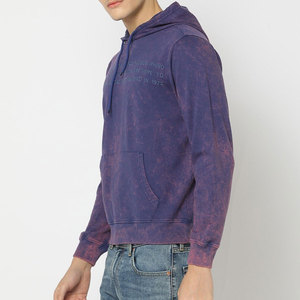 Sudadera con Capucha para Hombre, Corte Regular, Teñido Anudado, Algodón Tejido, Casual, Otoño, Diseño con Bolsillo Frontal, Lavado Ácido - Product Image 3