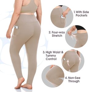 Leggings pour femmes, taille haute, longueur genou, grande taille, respirants, anti-humidité, extensibles, en spandex/coton, pour le fitness, la gym, le sport, le yoga - Product Image 3