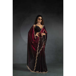 Designer Party Wear Diamond <b>Saree</b> with Elegant Diamond Work - Product Image 4