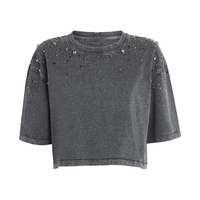 T-shirts personnalisés pour femmes avec transfert de strass, 100 % coton, séchage rapide, respirants, décontractés, service OEM/ODM, prix de gros, logo