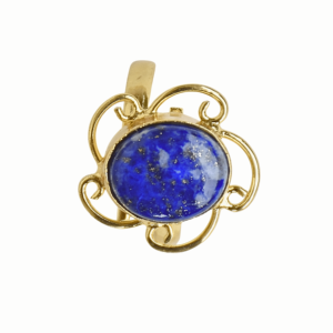 Vintage <b>Gold</b> Plated Brass <b>Cocktail</b> <b>Ring</b> With Natural Oval Lapis Lazuli Bezel Setting Unisex Daily Wear Jewelry - Product Image 3