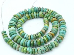 Natural Green Turquoise Polished Coin Wheel Shape Beads Smooth Arizona Turquoise Button Tire <b>Spacer</b> 8 Inch 7-9MM Certified - Product Image 6