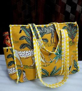 Style De Maison Bohemian Cotton Tote Bag Jungle Animal Print Reusable Zipper Closure Eco Friendly Beach Women's Handbag Custom - Product Image 3