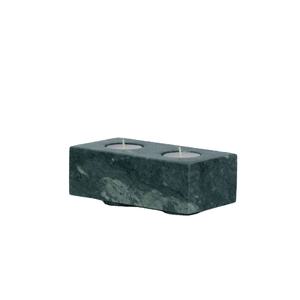 Portavelas Doble de Mármol Verde de Lujo, Bloque de Piedra Rectangular, Adorno Decorativo Moderno para Mesa de Comedor y Sala de Estar - Product Image 1