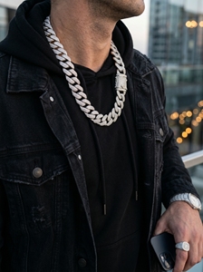 RCK Global Cadena Cubana Miami de 20mm con Moissanita Iced Out, Joyería Hip Hop, Collar de Plata 925 para Hombre - Product Image 2