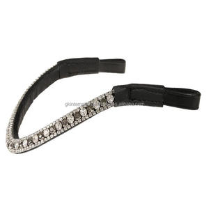 100% cuir véritable cheval équestre doux rembourré bandeau avec strass Bling belle personnalisation à la main disponible - Product Image 1