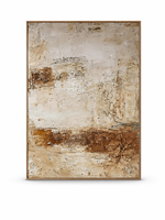 Art mural abstrait texturé Wabi Sabi rustique sur toile, peinture à l'impasto beige ochre, décoration intérieure