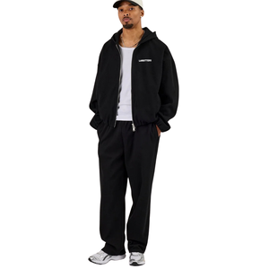 Men's Two Piece Hooded Tracksuit Full <b>Zip</b> Sweatshirt <b>Side</b> Pockets Elastic Waist Straight Leg <b>Trousers</b> Loose Casual Lounge Outfit - Product Image 6