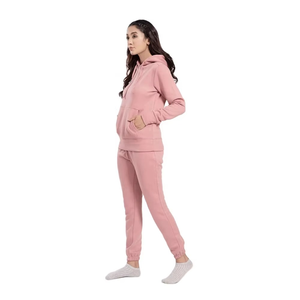 Womens Premium Fleece Tracksuit Light Pink Hoodie with Jogger <b>Pants</b> Relaxed Fit Two Piece Everyday Style Outfit - Product Image 4