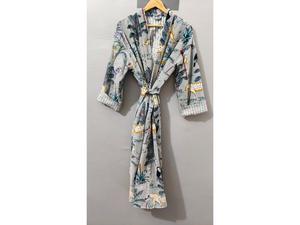 Luxury Velvet House Robe, velvet cotton Kimono Robe, Dressing Gown, wedding robe Bridesmaid winter bathrobe grey - Product Image 1