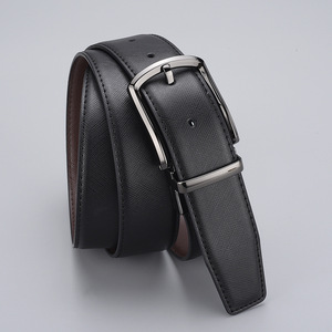 Ceinture en cuir véritable à boucle ardillon, double face réversible, pour hommes, vente en gros d'usine - Product Image 4