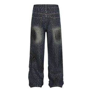 Jean en denim épais de qualité supérieure pour homme, coupe longue, délavé personnalisé, grandes tailles, décontracté, respirant, délavé à la pierre, été - Product Image 3